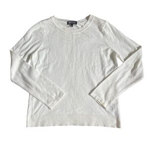 David Buffalo Cream Pointelle Yoke Sweater US L